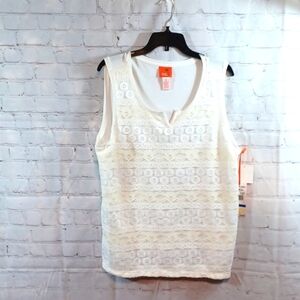 Hearts Of Palm Sleeveless Lace Cream Top XL NWT